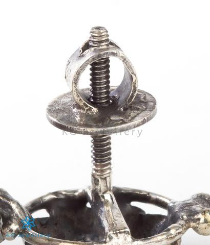 The Varitra Silver Pearl Jhumka (Oxidised)