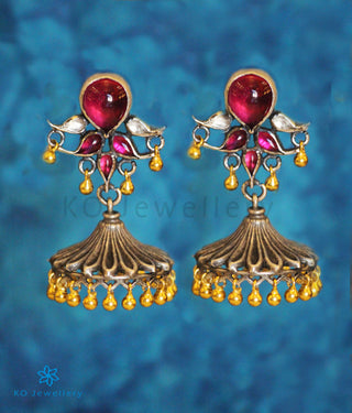 The Prerna Silver Antique Jhumka (Two-Tone)