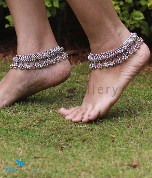 The Nritya Bridal Silver Anklets