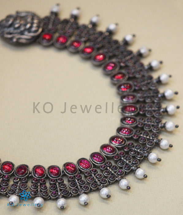 The Antara Silver Kempu Necklace (Oxidised)