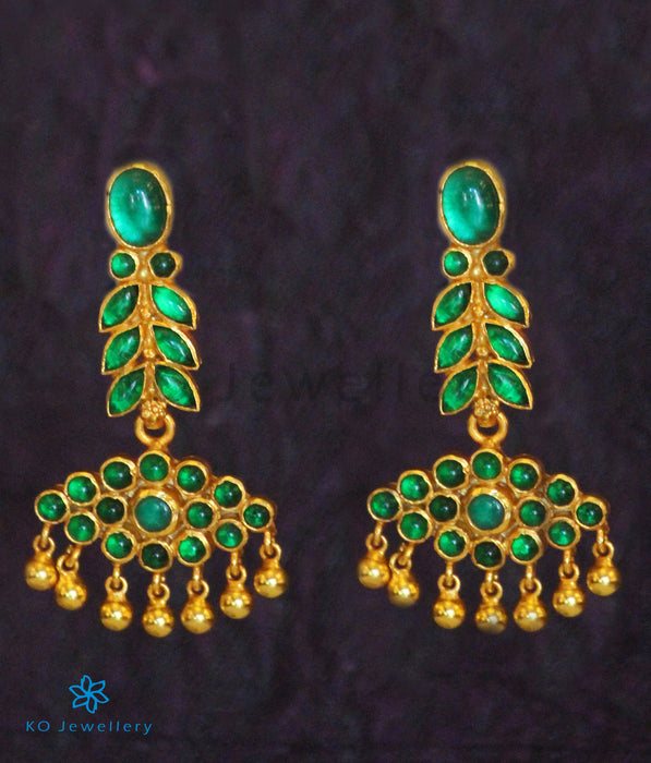 The Varsha Silver Kempu Earrings (Green)