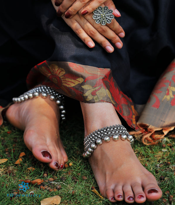The Kadambini Silver Bridal Anklets