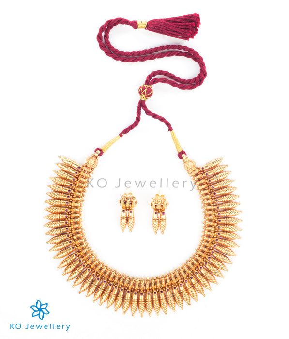 'Jasmine' inspired gold plated temple jewellery necklace set