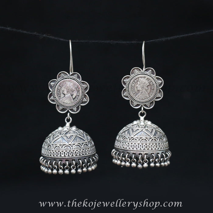 online jhumka made of silver queen Victoria coin 