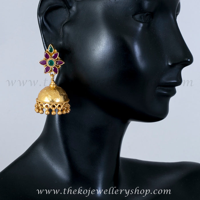 Online shopping gold plated silver jhumka