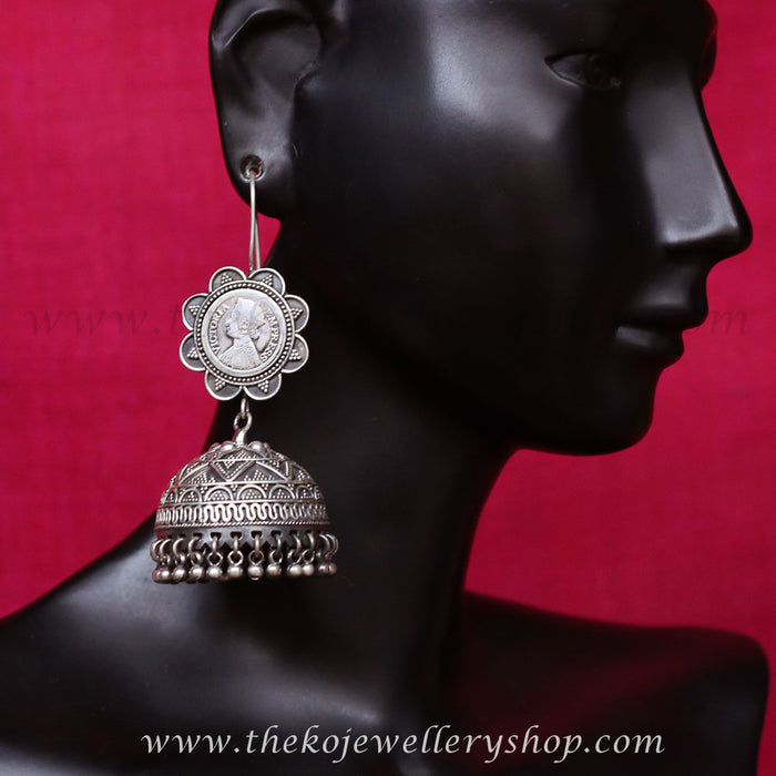 queen Victoria coin jhumka pure silver traditional wear