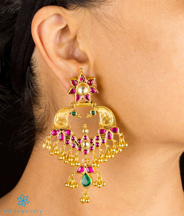 gold plated peacock earrings online india