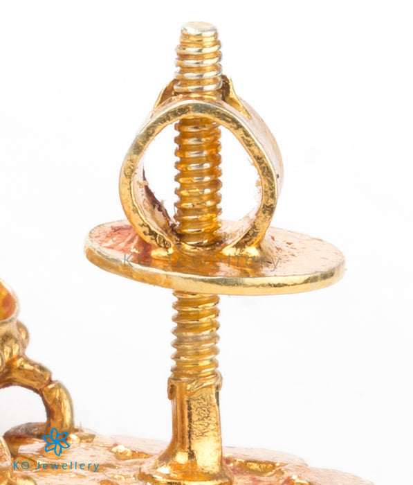 long wear earrings with screw fastening silver temple jewellery