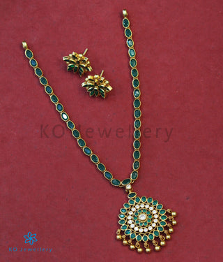 The Harini Silver Kempu Necklace (Green)