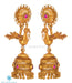 Peacock motif handcrafted gold plated silver jhumka