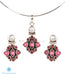 Red zircon and silver fine pendant set for office wear