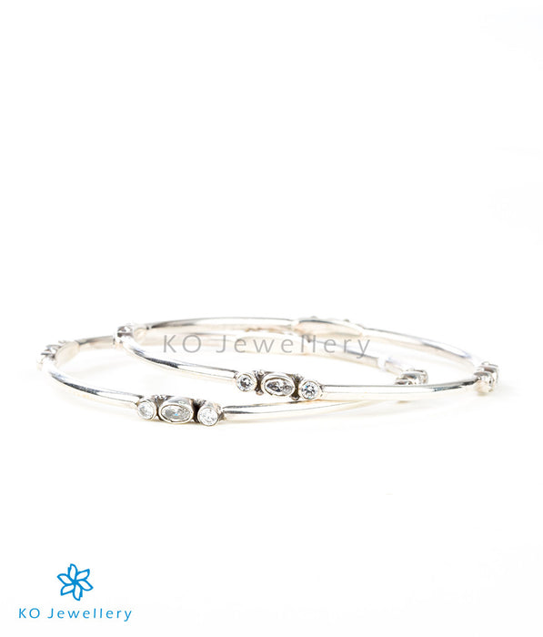Lightweight, elegant silver bangles with real cubic zircon online