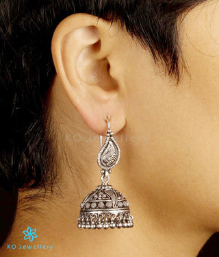 Buy oxidised silver temple earrings online