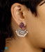 Gemstone studded diya shaped temple jewellery earrings
