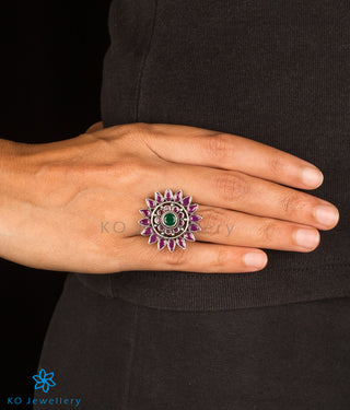 Ornately decorated finger ring temple jewellery style