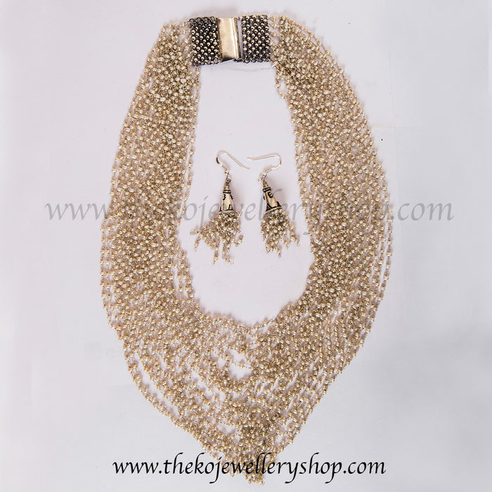 Buy online hand crafted silver pearl necklace for women