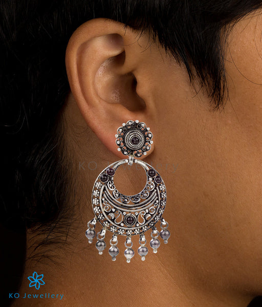 Silver earrings in Chand bali design 