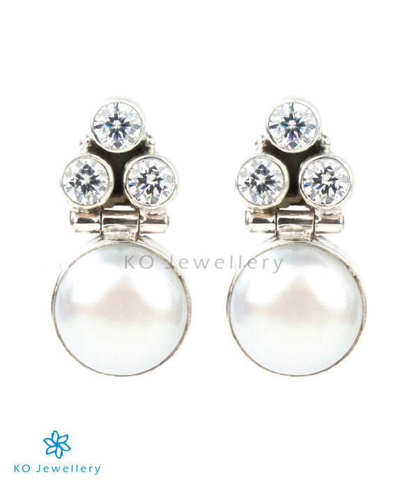 The Divit Silver Gemstone Earrings(White)