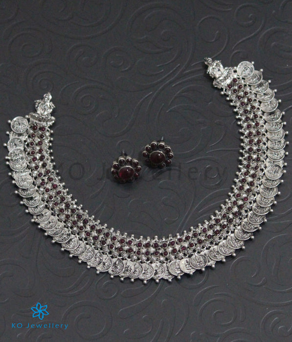 The Shreeda Silver Kemp Kasu Necklace (Oxidised)
