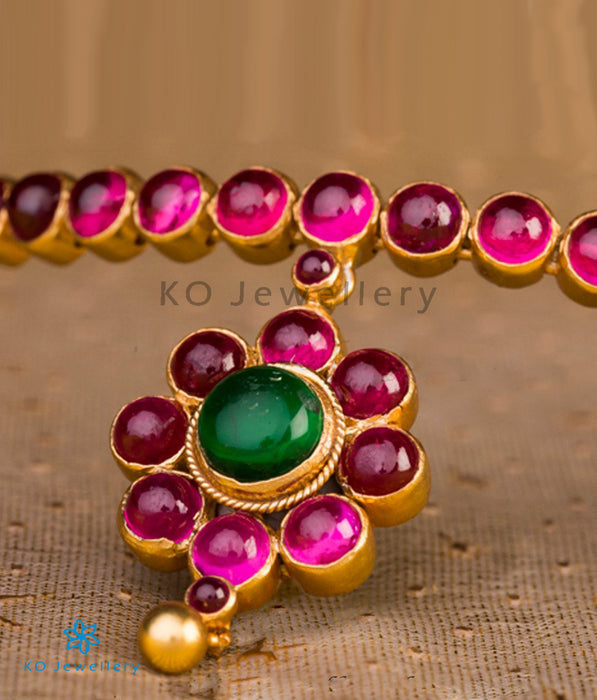 The Rasika Addigai Silver Necklace (Red/Green)