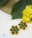 Gold coated pure silver lotus shaped green earrings