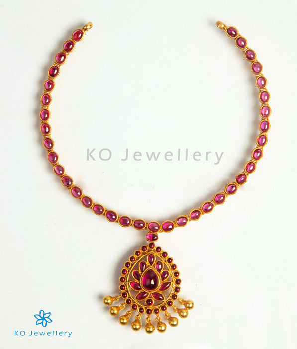 The Vanya Silver Kempu Necklace (Red)