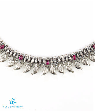 Mango motif long necklace in pure silver