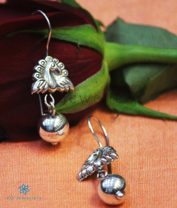 The Ahibhuj Silver Peacock Earrings(Oxidised)
