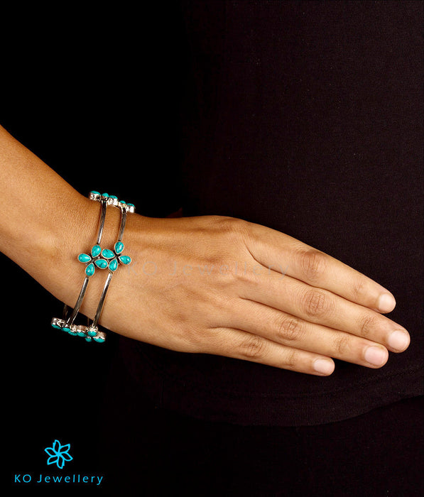 The Anaita Silver Gemstone Bangle(Turquoise)