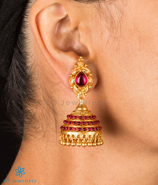 Gold-dipped temple jewellery jhumkas online shopping India