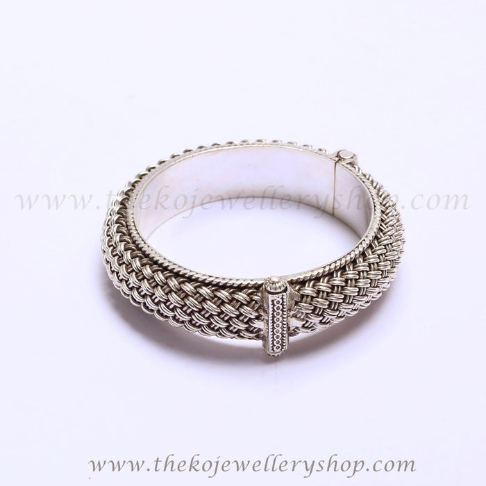 pure silver designer bangle with mesh work
