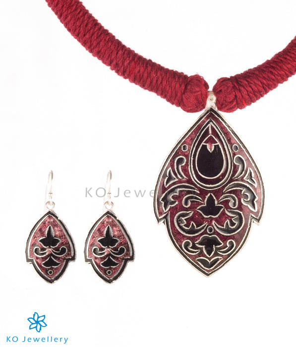 The Parna Silver Meenakari Necklace(Red)