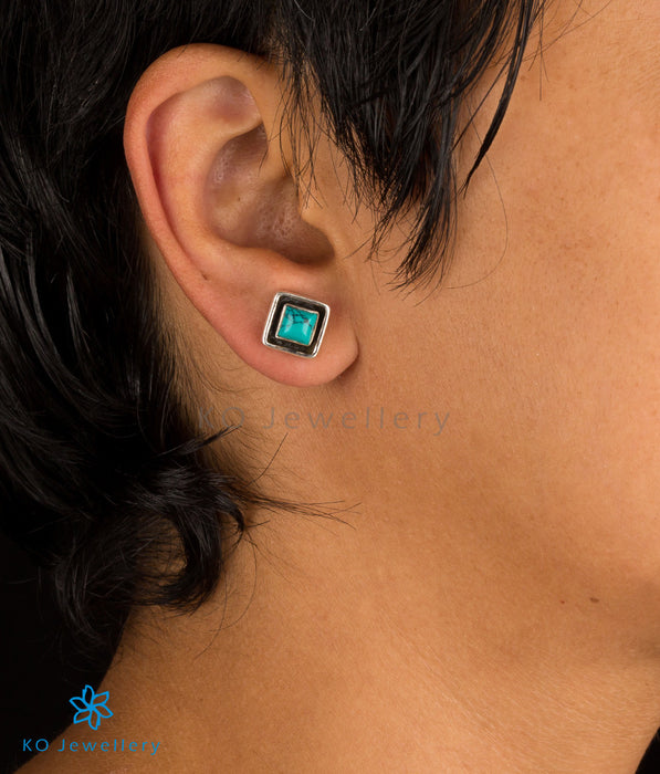Semi-precious turquoise ear studs online shopping India