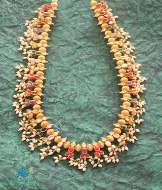 The Sampriti Silver Navratna Necklace (Long)