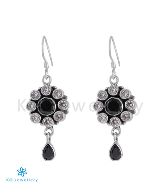 The Pujita Silver Gemstone Earrings (Black)