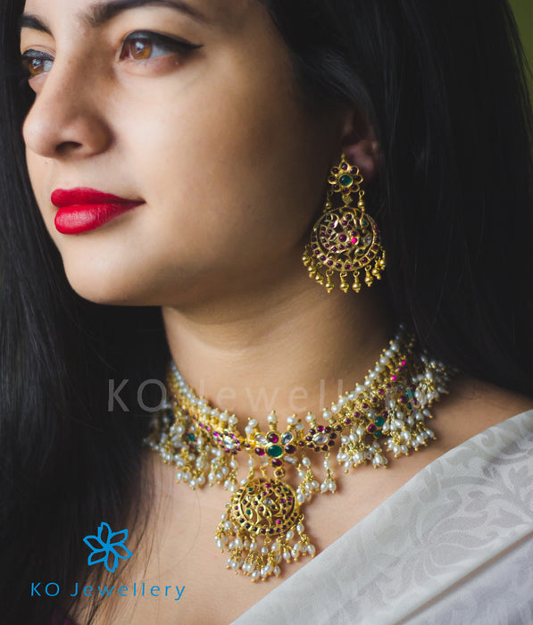 Gold plated silver necklace antique Indian jewellery designs