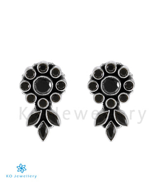 The Pritha Silver Gemstone Earrings (Black)