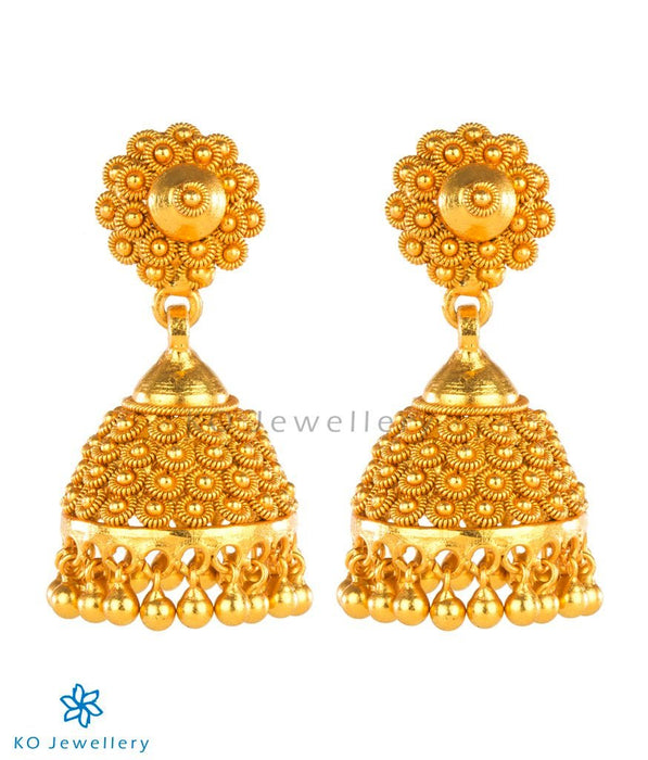 Handcrafted gold dipped silver jhumkas online