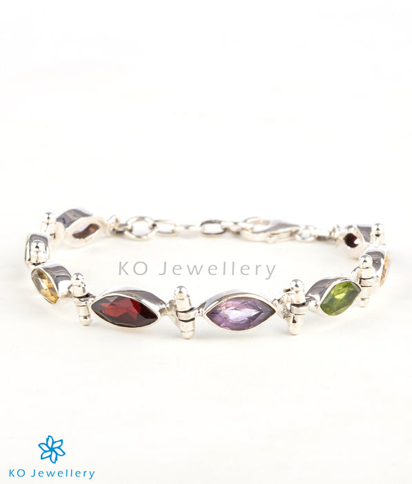 The Pratiti Silver Gemstone Bracelet (Multicolour)