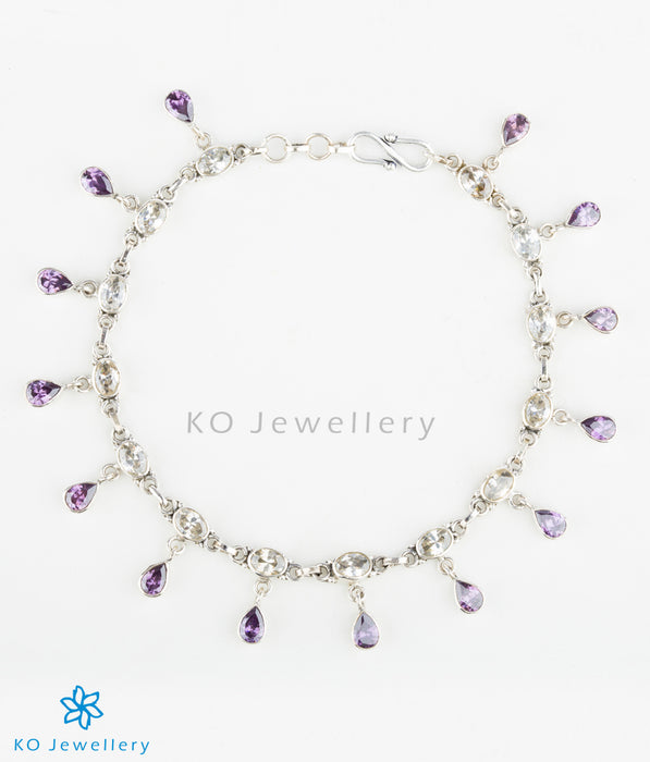 Handmade gemstone anklets decorated with amethyst and white zircon
