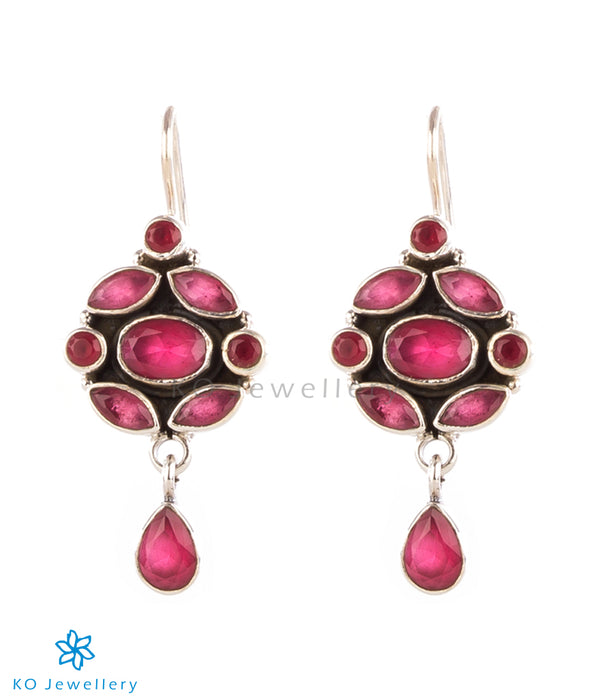 Handmade red zircon earrings with safety lock closure
