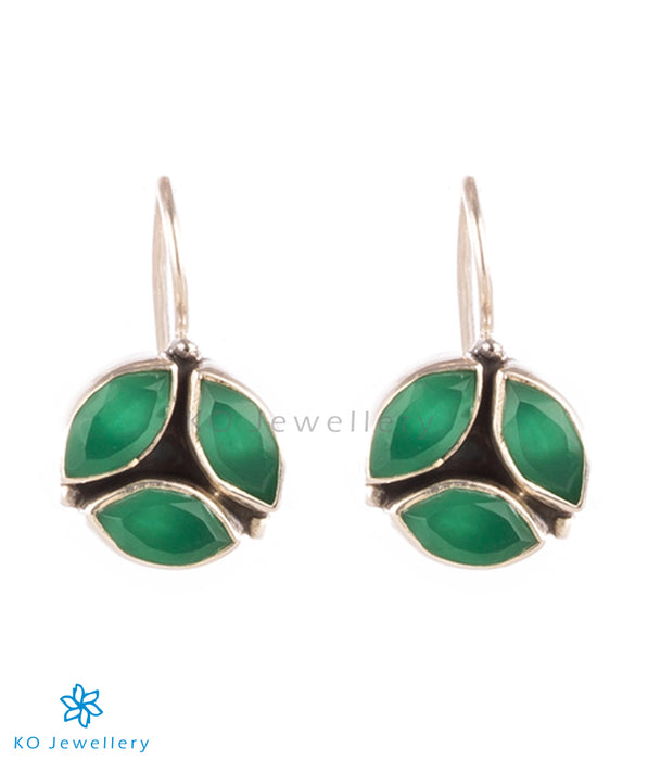 92.5 silver and natural green zircon earrings