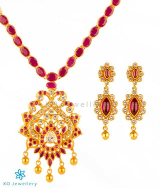 Handmade gold-plated necklace and earring set