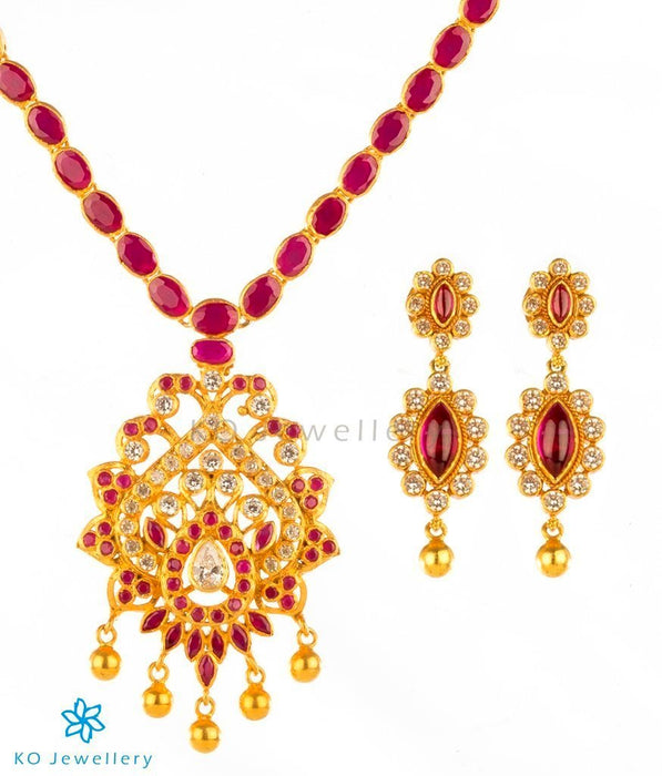 Handmade gold-plated necklace and earring set