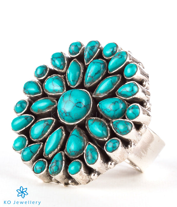 The Divit Silver Gemstone Cocktail Finger-ring (Turquoise)