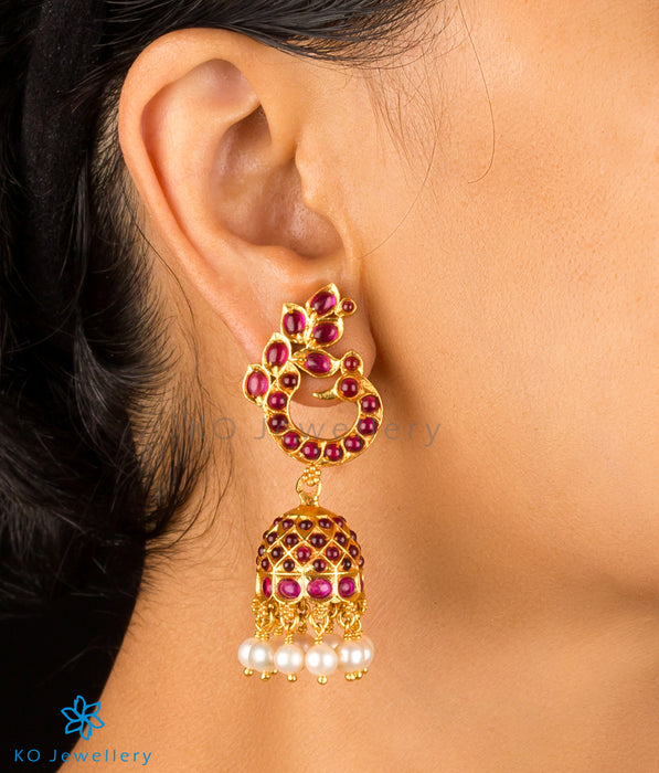 Stunning gold plated silver jhumkas South Indian temple jewellery