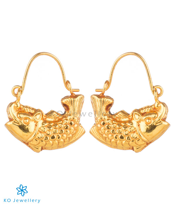 Exquisite South Indian style gold plated hoops