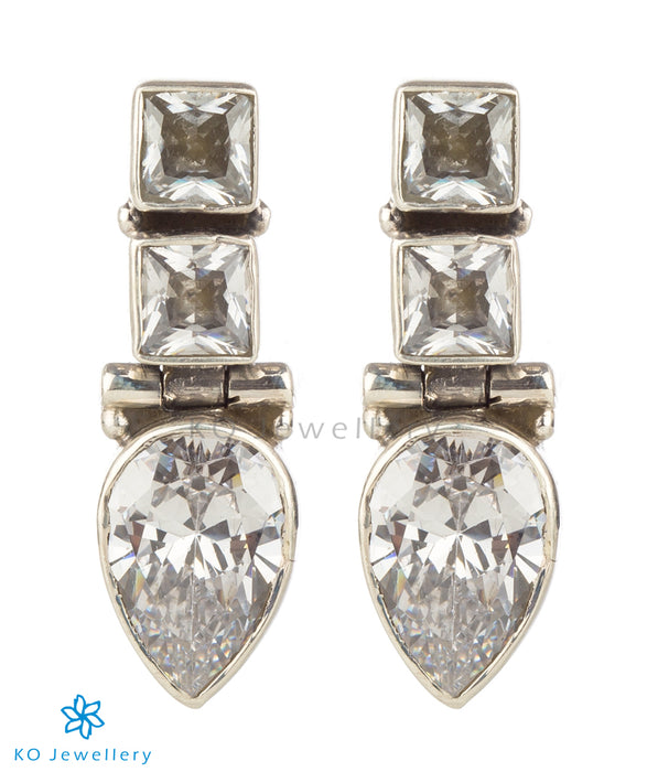 The Parikshit Silver Gemstone Earrings(White)