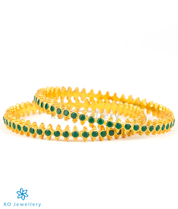 Gold coated green bangles for festivities