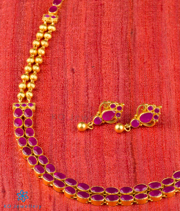 Double-layered gold plated necklace set online